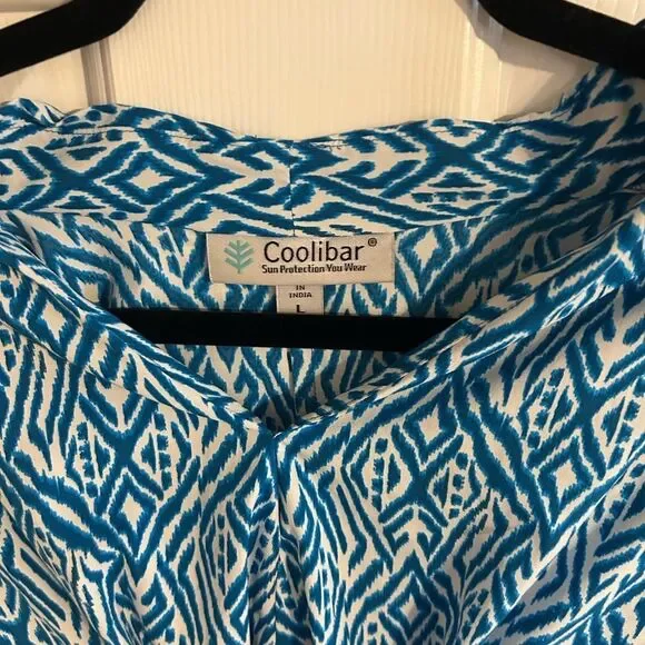 Coolibar Turquoise and White Cover Up/Dress/Kimono UPF 50+. Large - Picture 8 of 8